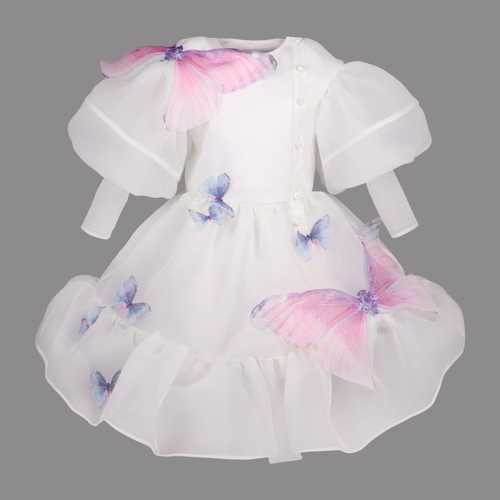 NIKOLIA "Impossible Garden" Amsterdam Organza Dress with Butterfly Applique