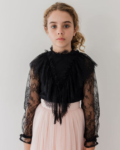 PETITE AMALIE "Enchanted Delight" Flock Spot Mesh and Velvet Dress