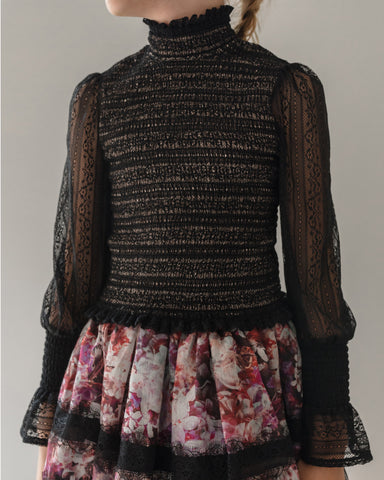 PETITE AMALIE "Soleil" Chambray Ruffle Shoulder Dress