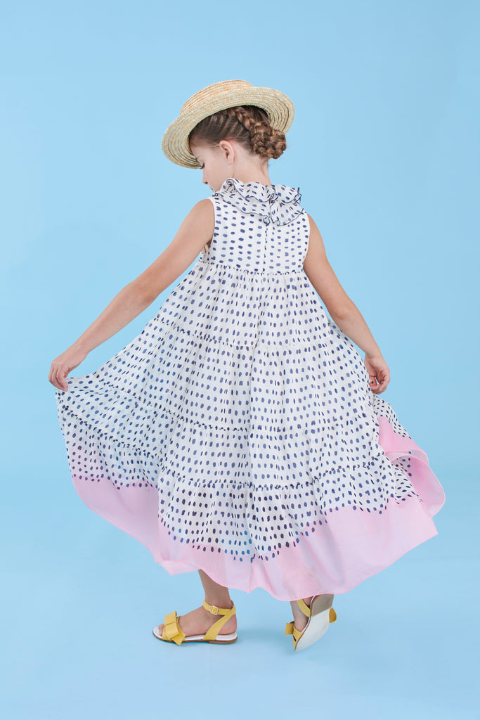 MiMiSol SS25 Polka Dot Print Voile Maxi Dress