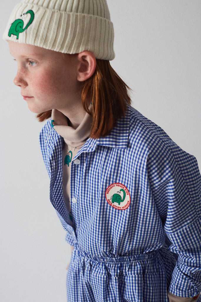 WEEKEND HOUSE KIDS "Small Is Beautiful" Blue Check Painter's Shirt Top