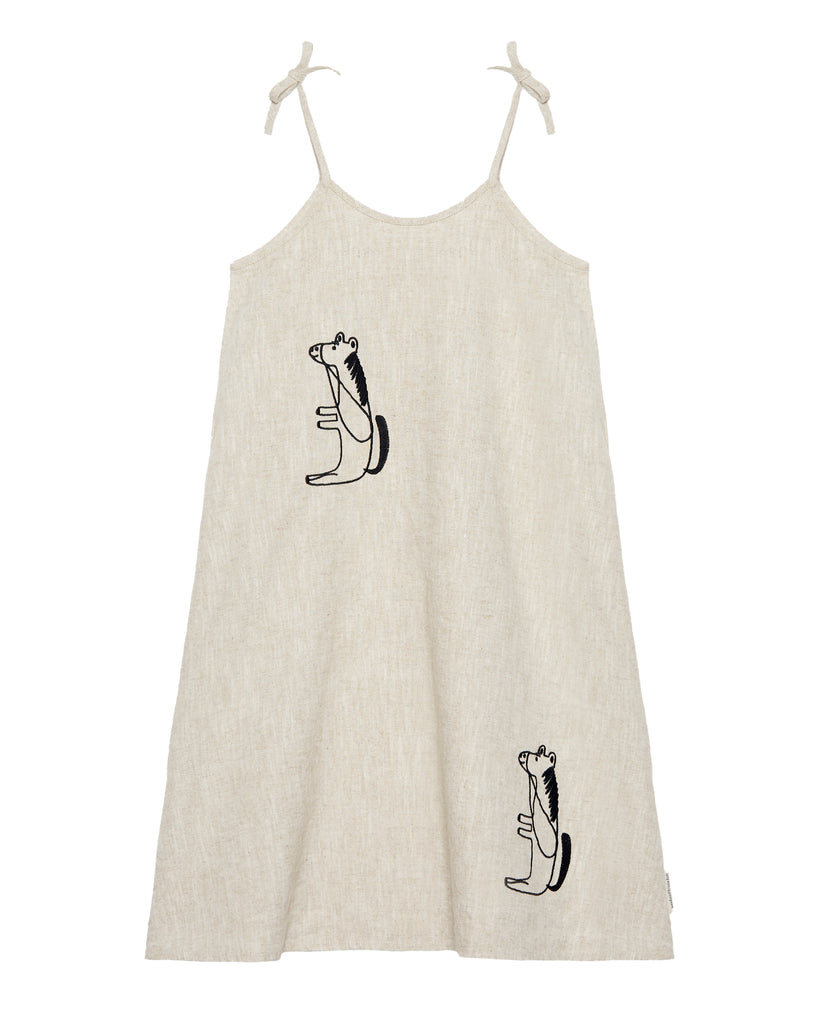 WEEKEND HOUSE KIDS "La Casa" Seated horse linen dress