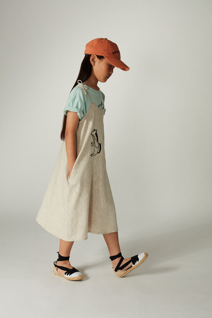 WEEKEND HOUSE KIDS "La Casa" Seated horse linen dress