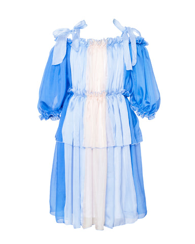 PAADE MODE "RETURN TO NATURE" Tulle Maxi Dress Anemone in Blue and White