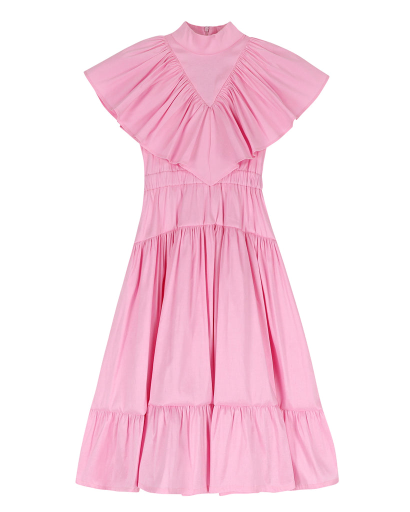 CAROLINE BOSMANS AW24 Tafta Ruffled Dress in Pink