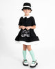 MiMiSol FW24 FLOUNCE CREPE DRESS in Black and white