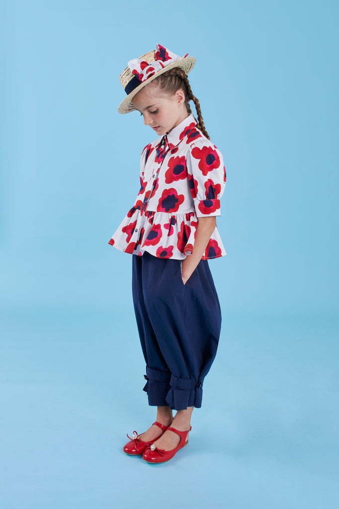 MiMiSol SS25 Poppy Print Flounce Shirt Top