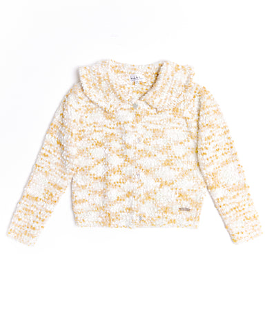 GINGERSNAPS FW24 BABY GIRL  PRINTED RIBBED TOP with Embroidered Scalloped Collar