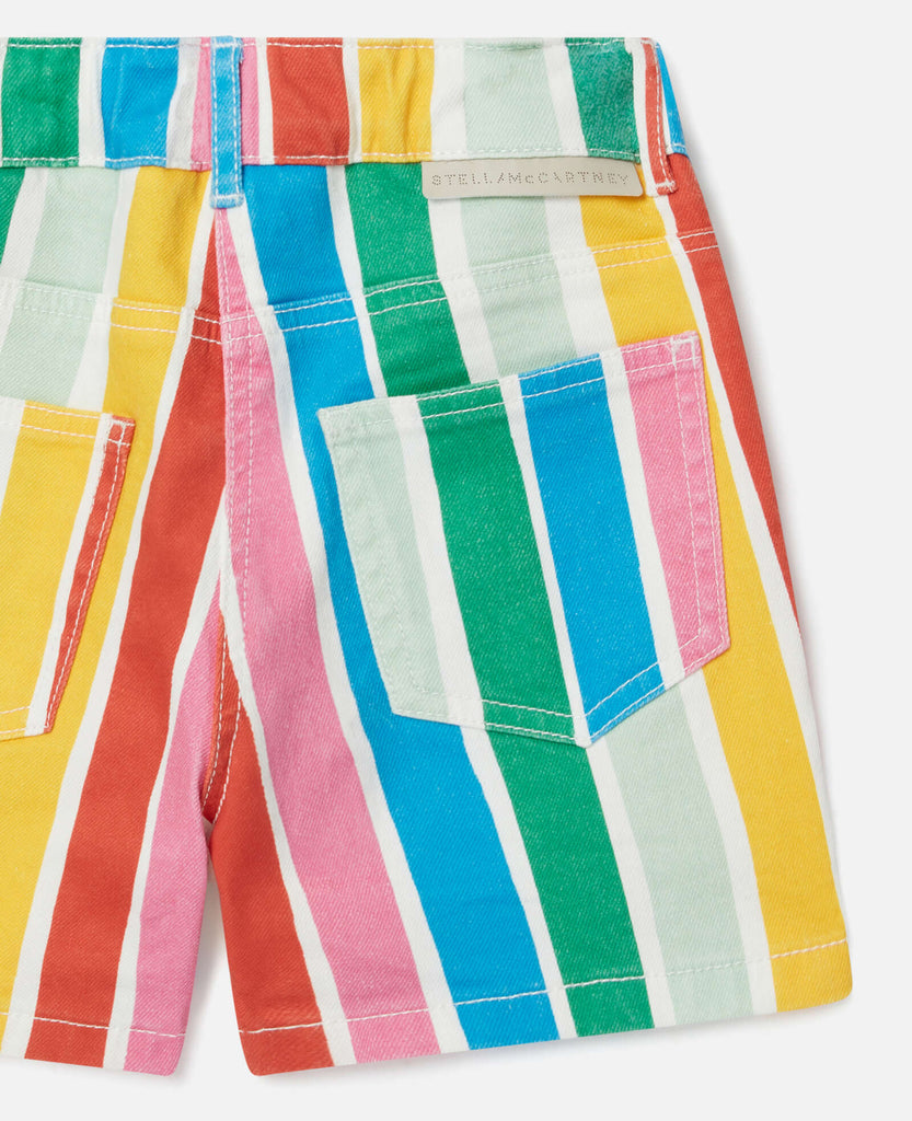 STELLA MCCARTNEY RAINBOW STRIPES GABARDINE JEAN SHORTS