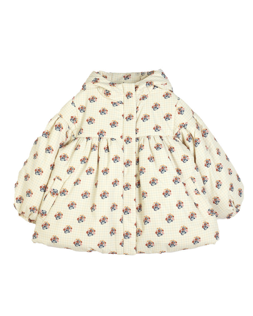 C'ERA UNA VOLTA Betty Puffer Jacket in Cream Check Flower