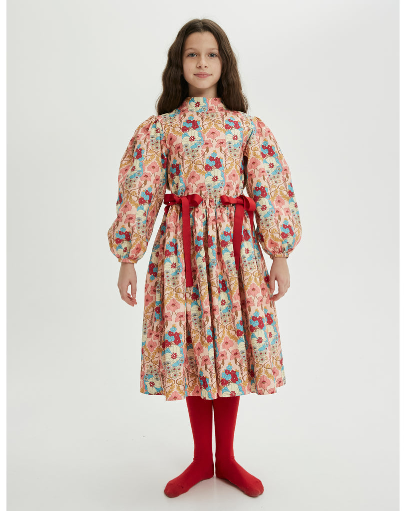 THE MIDDLE DAUGHTER AW24  BOW BELLS DRESS in WILDING BELLINI