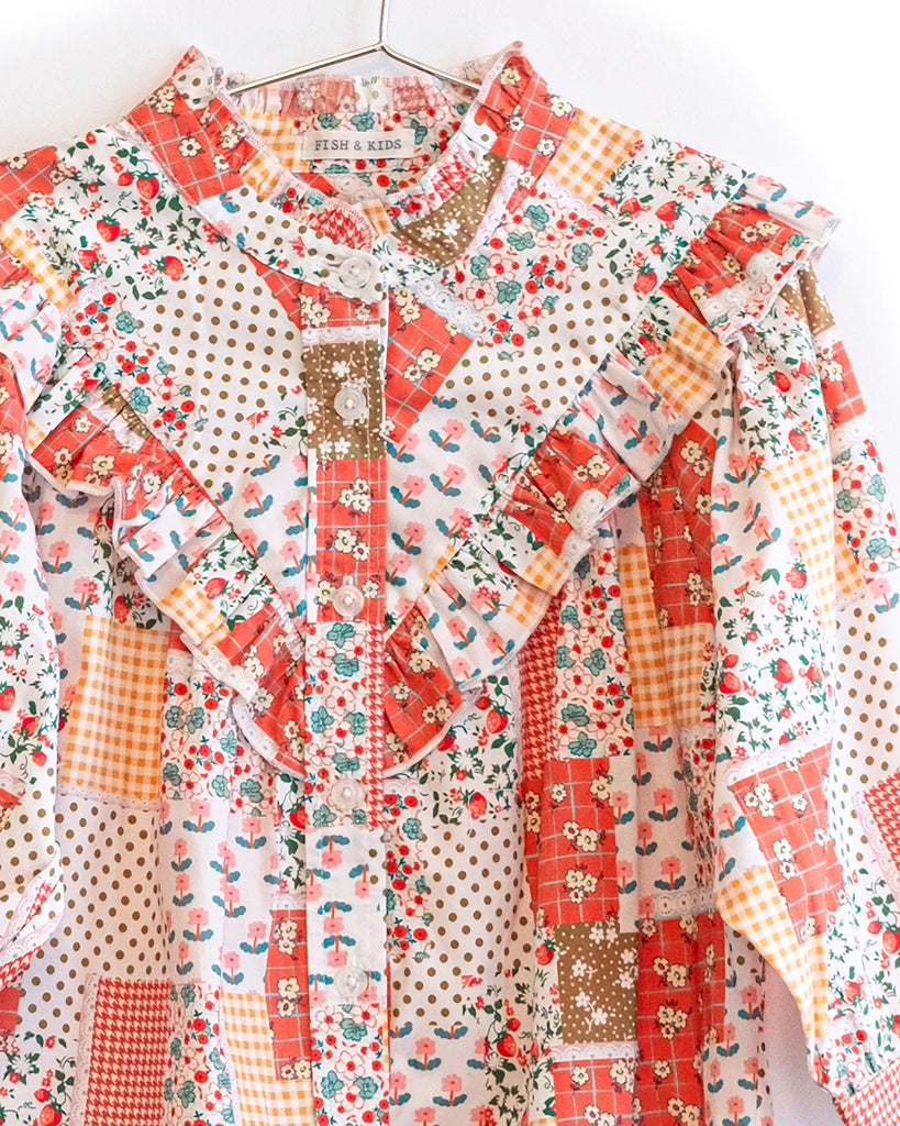 FISH & KIDS SS25 MULTIFLOWERS AND STRAWBERRY BLOUSE