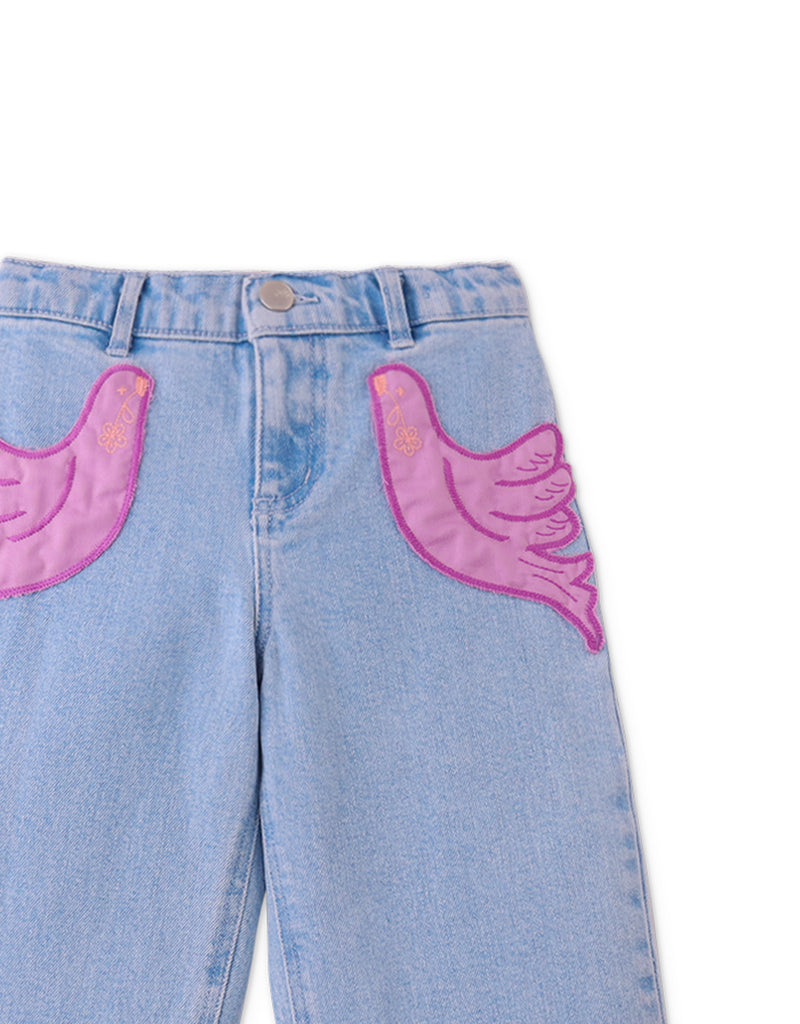 GINGERSNAPS SS25 Esme Denim Pants with Dove Patches