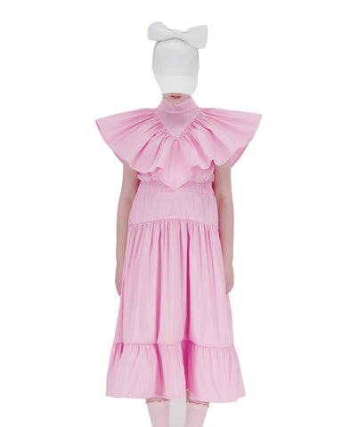 CAROLINE BOSMANS AW24 Tafta Ruffled Dress in Leo Rose