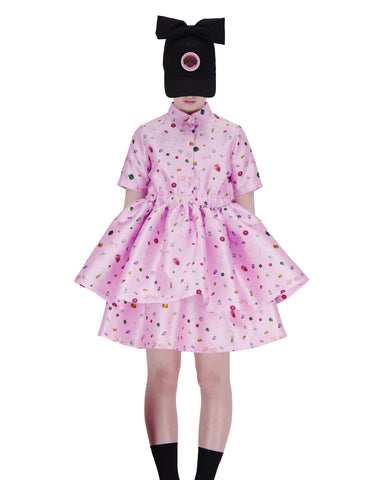 CAROLINE BOSMANS AW24 Tafta Ruffled Dress in Pink