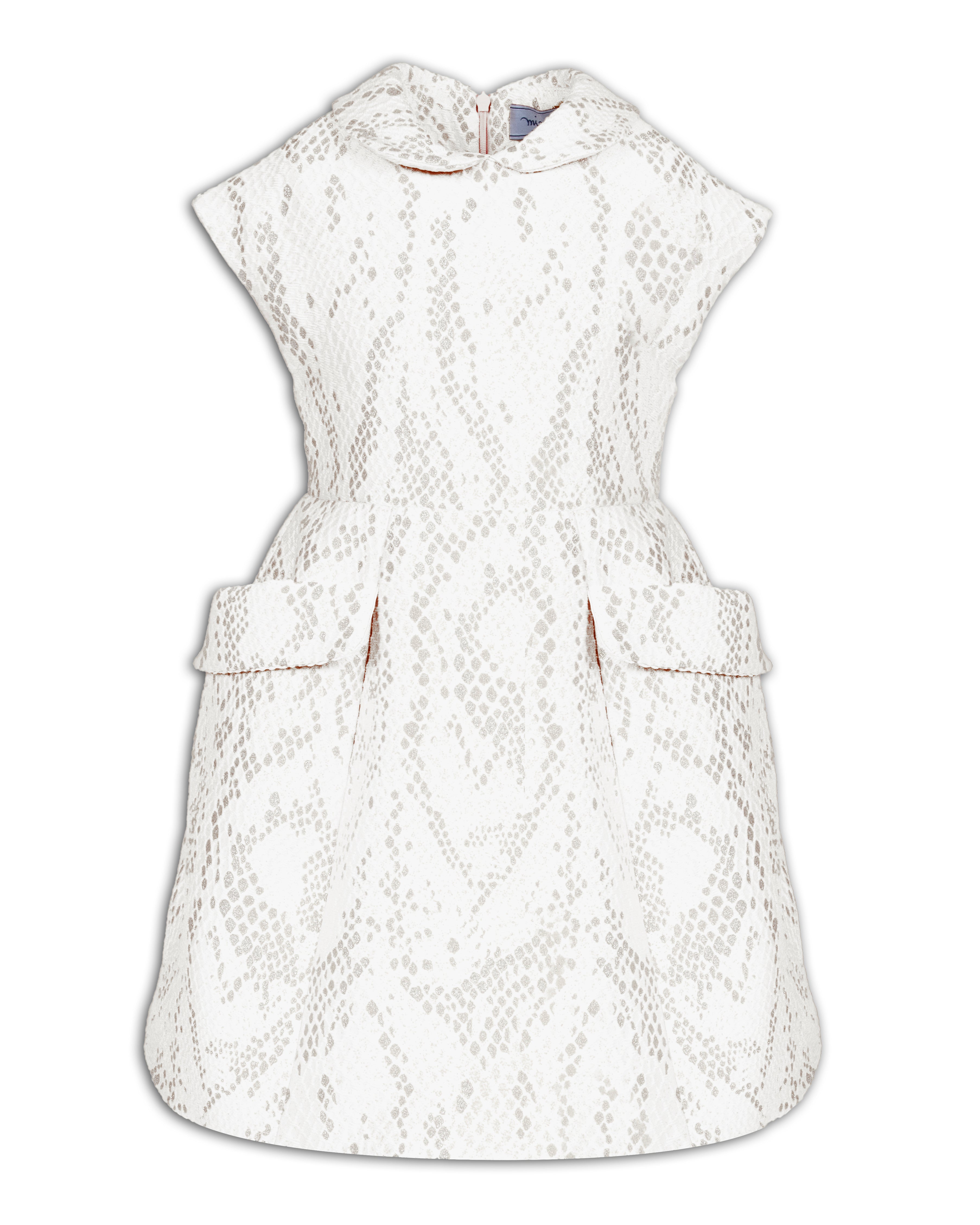 Mi Mi Sol floral-lace short-sleeve dress - CRM WHITE