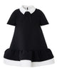 MiMiSol FW24 FLOUNCE CREPE DRESS in Black and white