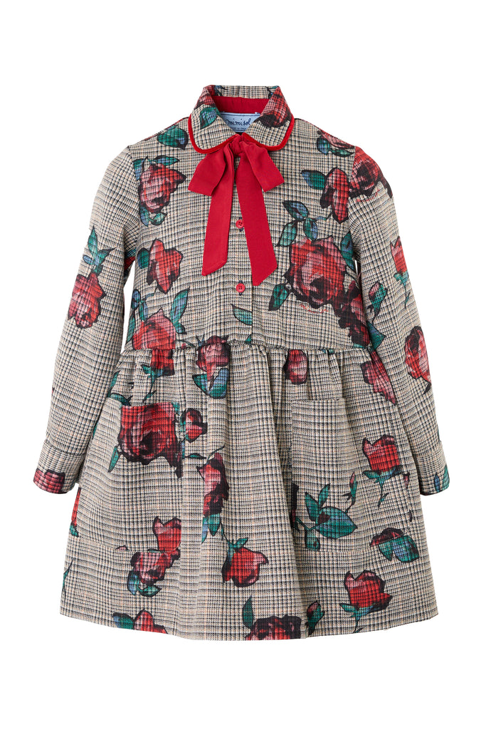 MiMiSol FW24 ROSE-PRINT PRINCE OF WALES Dress