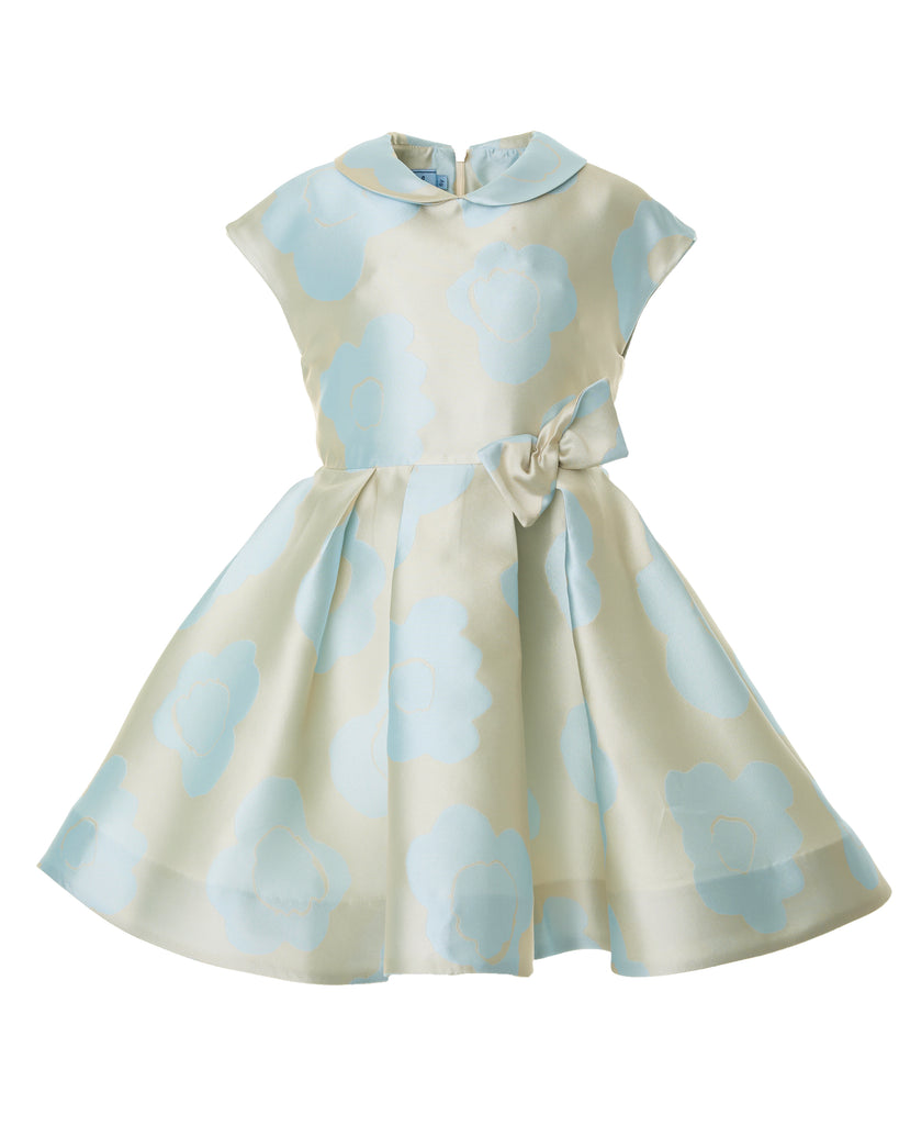 MiMiSol SS25 Floral Jacquard Dress in Light Blue