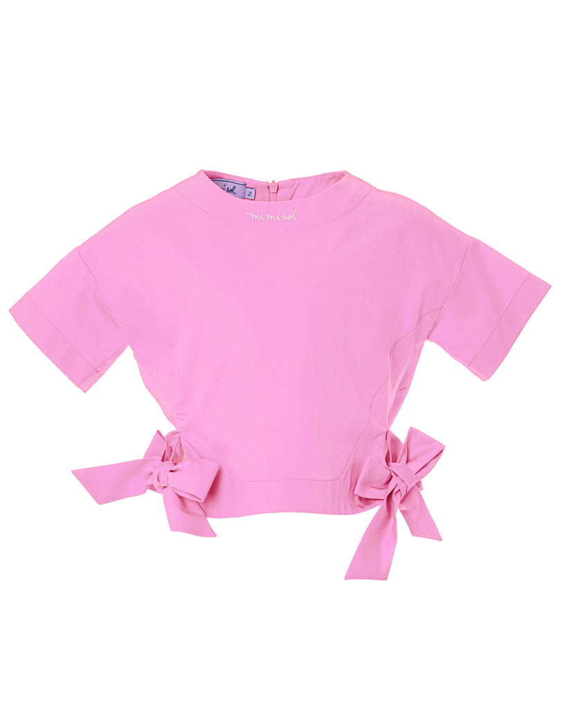 MiMiSol SS25 Cotton Bow Pink Blouse Top