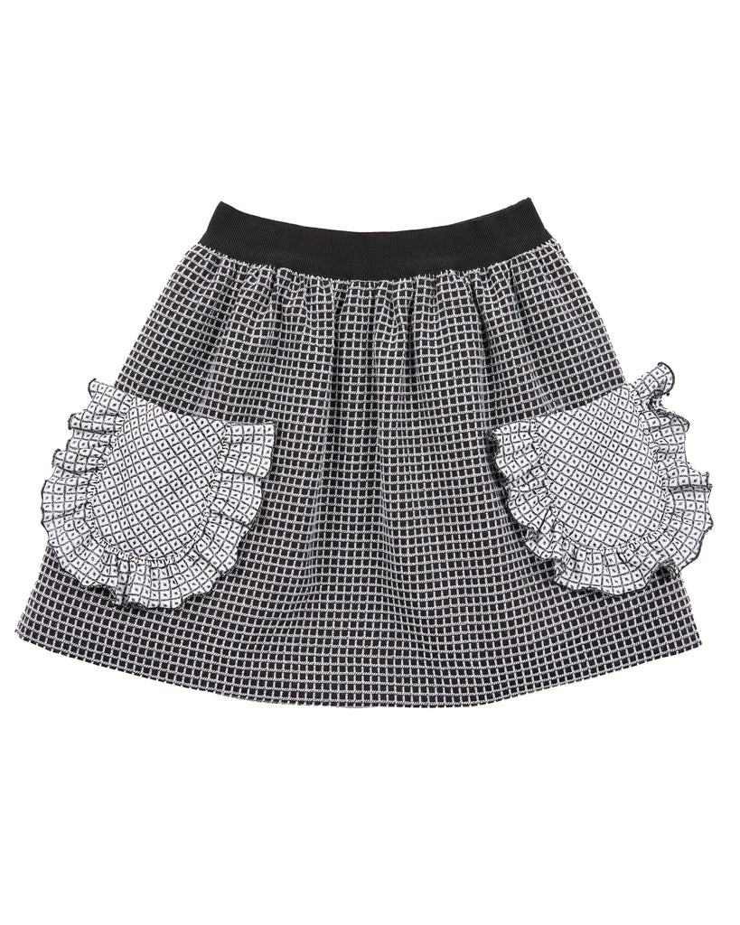 MiMiSol FW24 GEOMETRIC-JACQUARD SKIRT  in Black and White