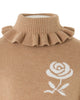 MiMiSol FW24 JACQUARD-ROSE WOOL SWEATER in Beige