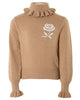 MiMiSol FW24 JACQUARD-ROSE WOOL SWEATER in Beige