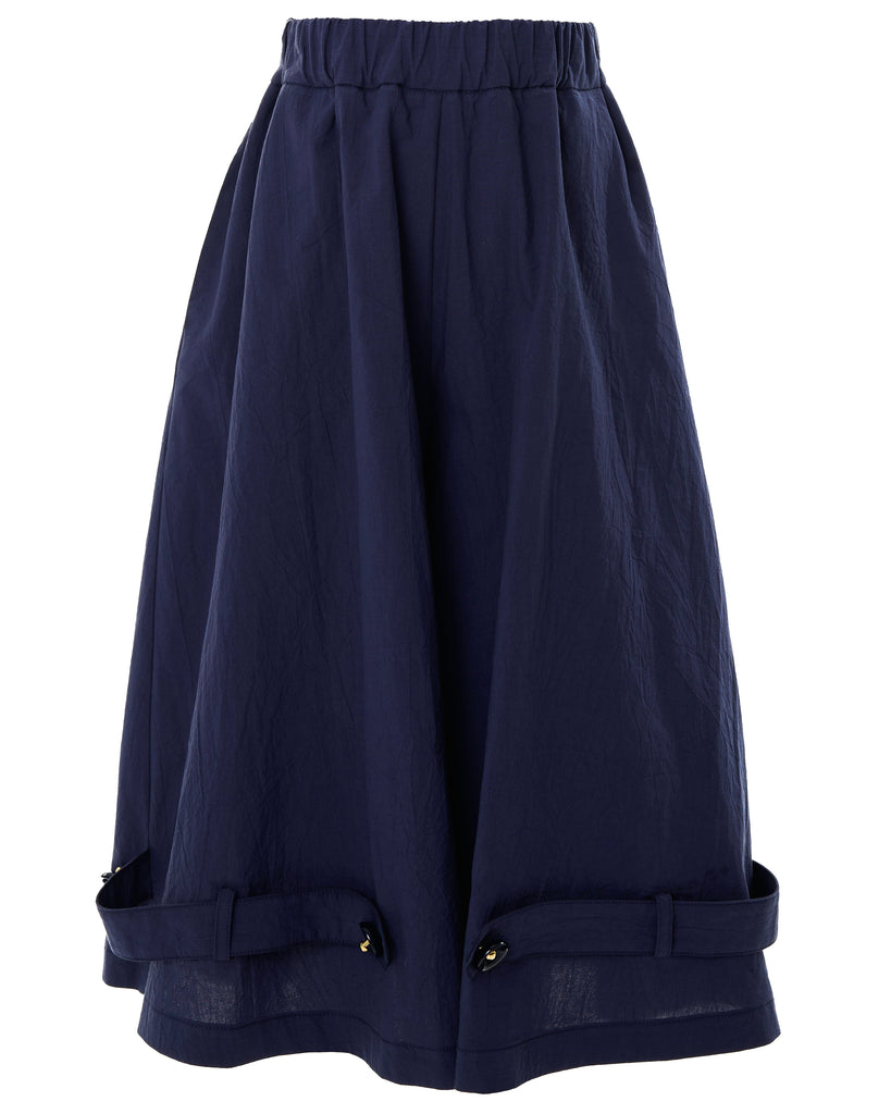 MiMiSol SS25 Super Wide Cotton Pants in Dark Navy