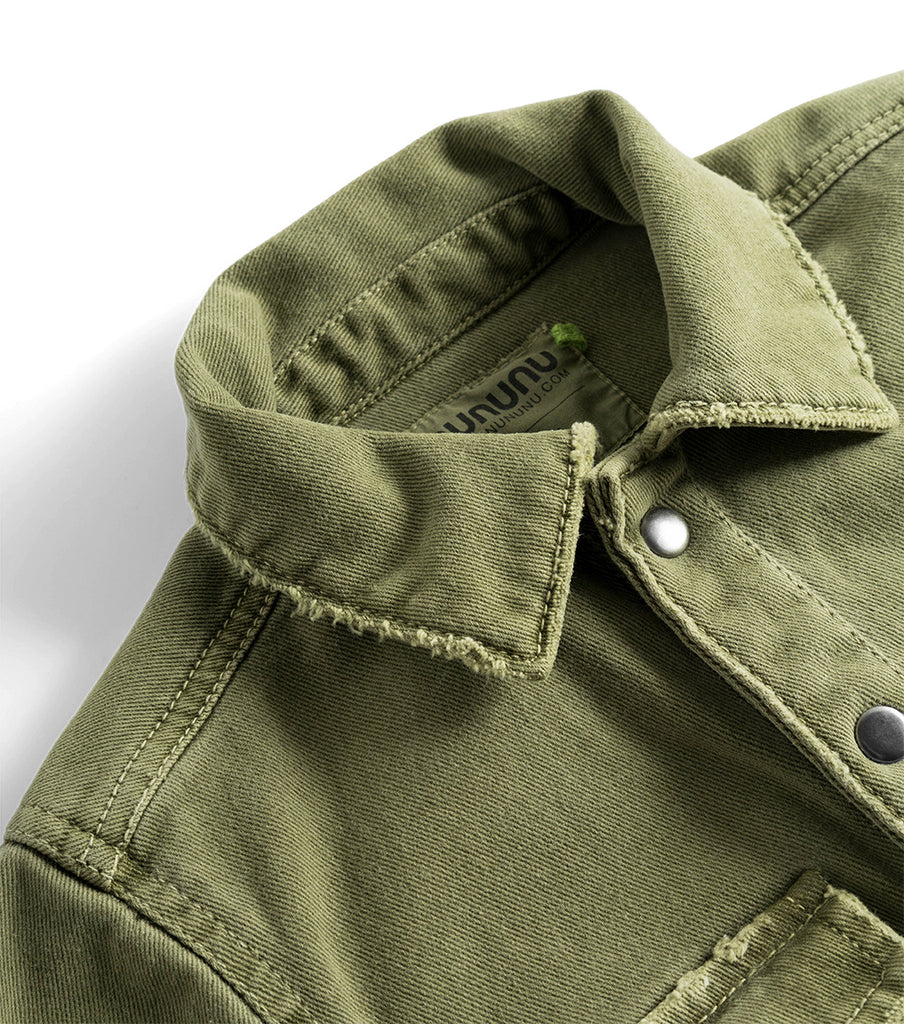 NUNUNU SS24 SAFARI SNAP SHIRT in Olive