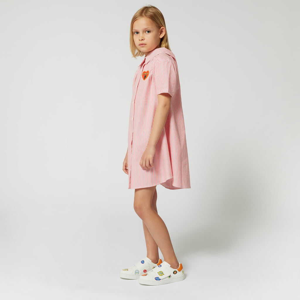 KENZO 'FRUITS STICKERS' STRIPED DRESS WITH HEART BADGE