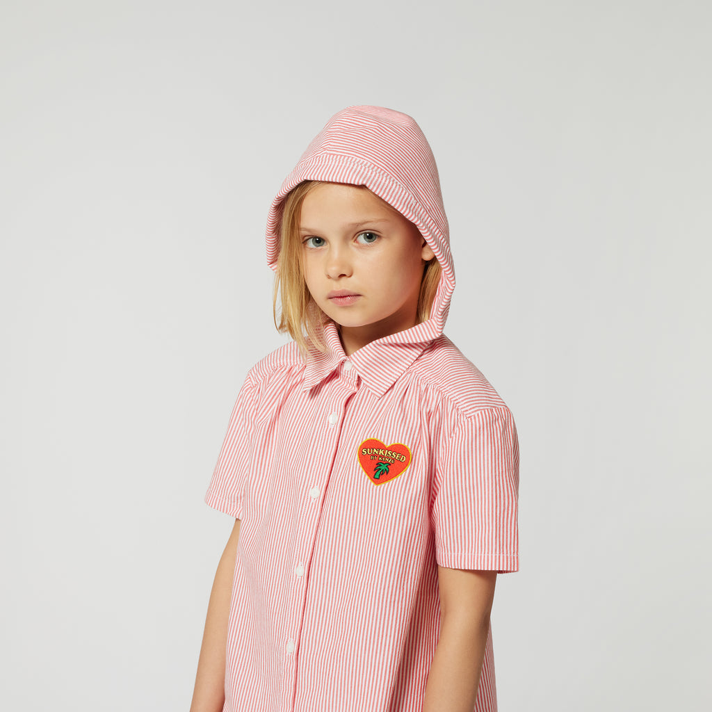 KENZO 'FRUITS STICKERS' STRIPED DRESS WITH HEART BADGE