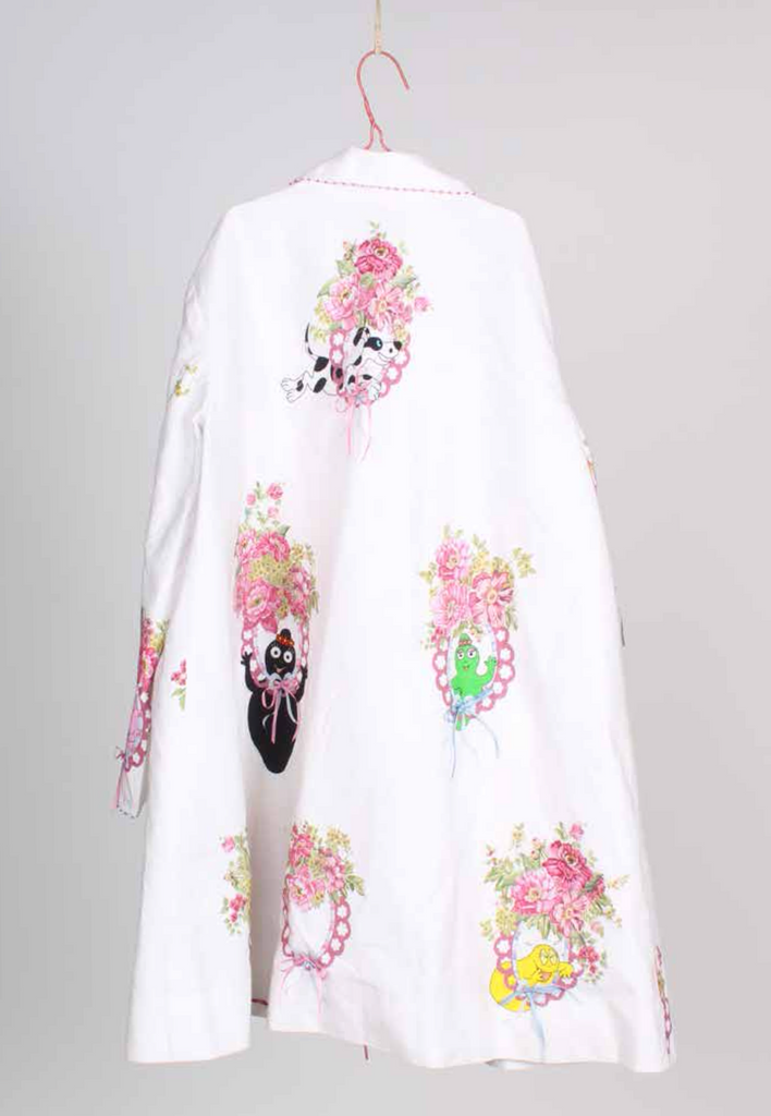 PERO KIDS BARBAPAPA White Floral Cotton Coat with Silk Lining