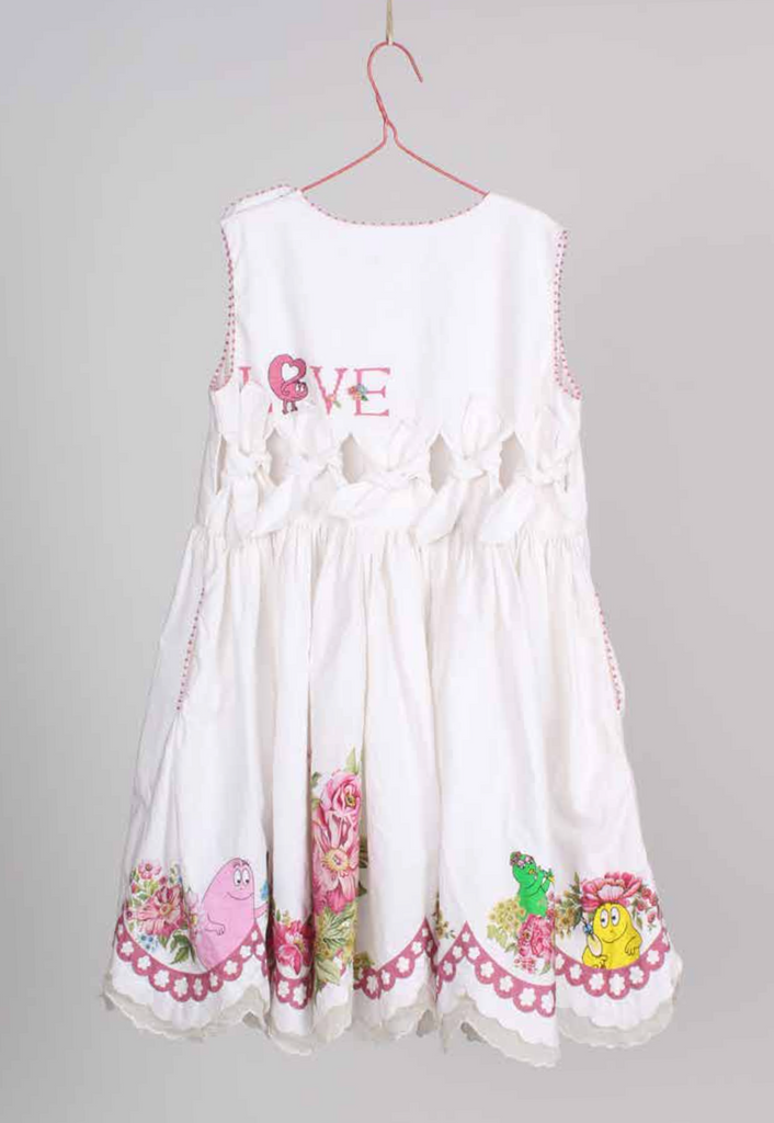 PERO KIDS BARBAPAPA Sleeveless Embroidered Scalloped Dress