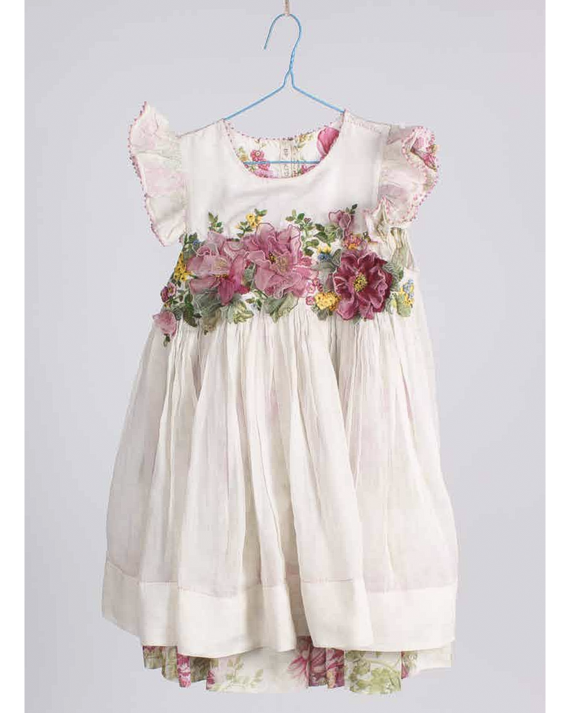 PERO KIDS Silk Applique Hand Embroidered Dress