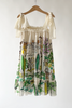 TAGO SS25 Botanical Painted Ruffles Silk Blend Dress