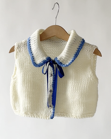 PAADE MODE "MIMI'S BACKYARD SOCIETY" Knit Cotton Cardigan Daisy Blue