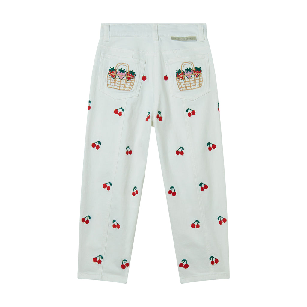 STELLA MCCARTNEY GABARDINE JEAN PANTS WITH CHERRIES