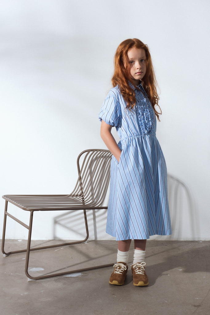 UNLABEL SS25 Arch Dress in Sky Blue Stripes