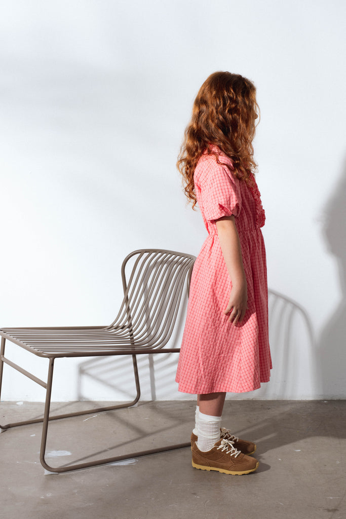 UNLABEL SS25 Blast Dress in Coral Checks