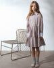 UNLABEL SS25 Diablo Ruffled Front Dress in Dark Sand Stripes