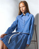 UNLABEL SS25 West Shirt Blouse in Dark Blue Stripes