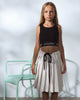 UNLABEL SS25 Ring Pleated Skirt in Sand Stripes