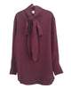 UNLABEL FW24 Bjoerg Bow Tie  Blouse Top in Burgundy