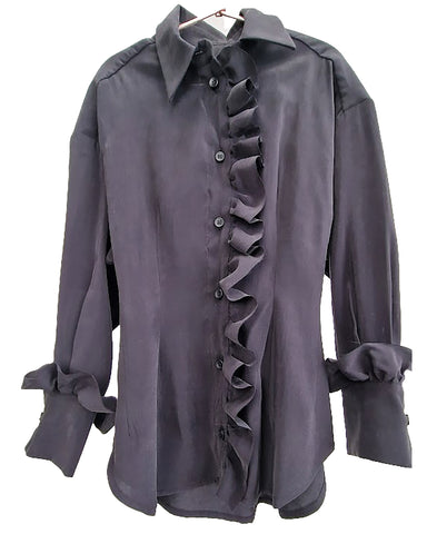 UNLABEL FW23 Courage Ruffle Blouse in Milk Square