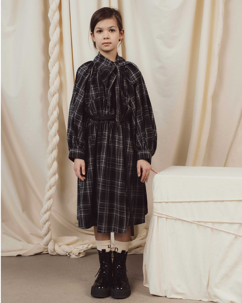 UNLABEL FW24 Fenrys Check Dress with Neck Bow