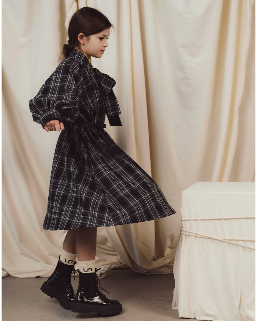 UNLABEL FW24 Fenrys Check Dress with Neck Bow