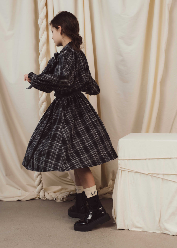 UNLABEL FW24 Fenrys Check Dress with Neck Bow