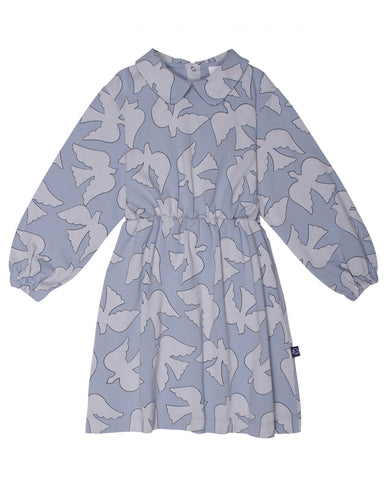 GINGERSNAPS FW24 BABY GIRL ENVELOP NECK DRESS WITH BIRD EMBROIDERY