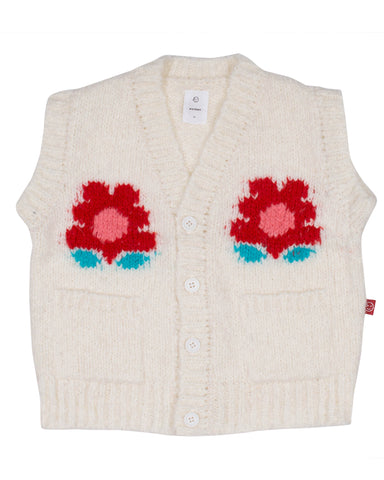 STELLA MCCARTNEY GIRL KNIT FRINGED SWEATER WITH POMPOMS