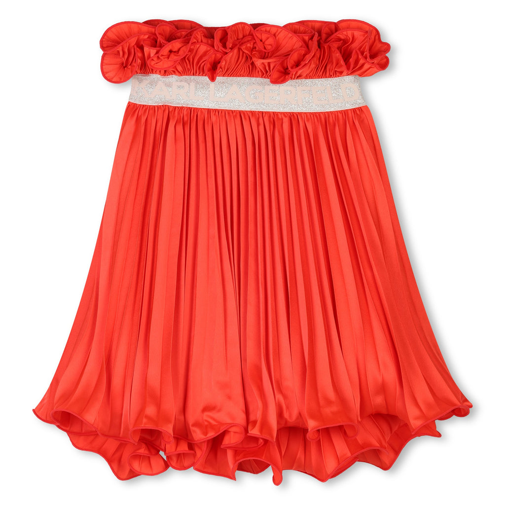 KARL LAGERFELD SS25 Ceremony Pleated Long Skirt in Orange